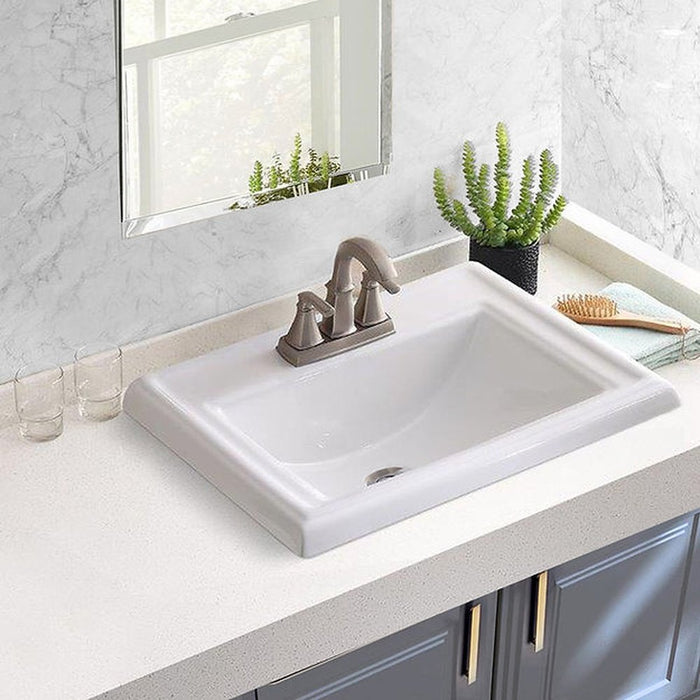 Great Point Collection Nantucket Sinks 23 Inch Rectangular Drop-In Ceramic Vanity Sink DI-2418-R4