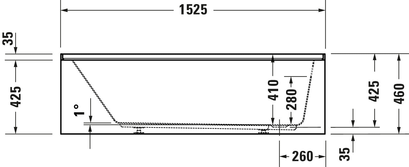 Duravit No. 1 60" x 30" Three Wall Alcove Acrylic Soaking Tub with Right Drain and Overflow - Luxe Vanity & Tub