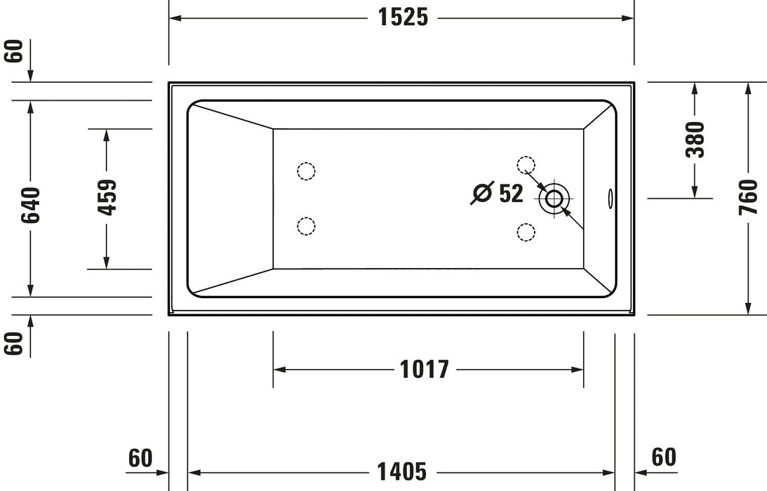 Duravit No. 1 60" x 30" Three Wall Alcove Acrylic Soaking Tub with Right Drain and Overflow - Luxe Vanity & Tub