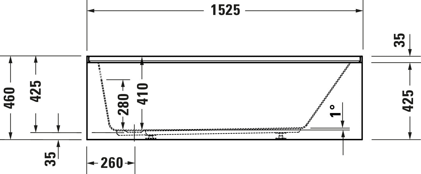 Duravit No. 1 60" x 30" Three Wall Alcove Acrylic Soaking Tub with Left Drain and Overflow - Luxe Vanity & Tub