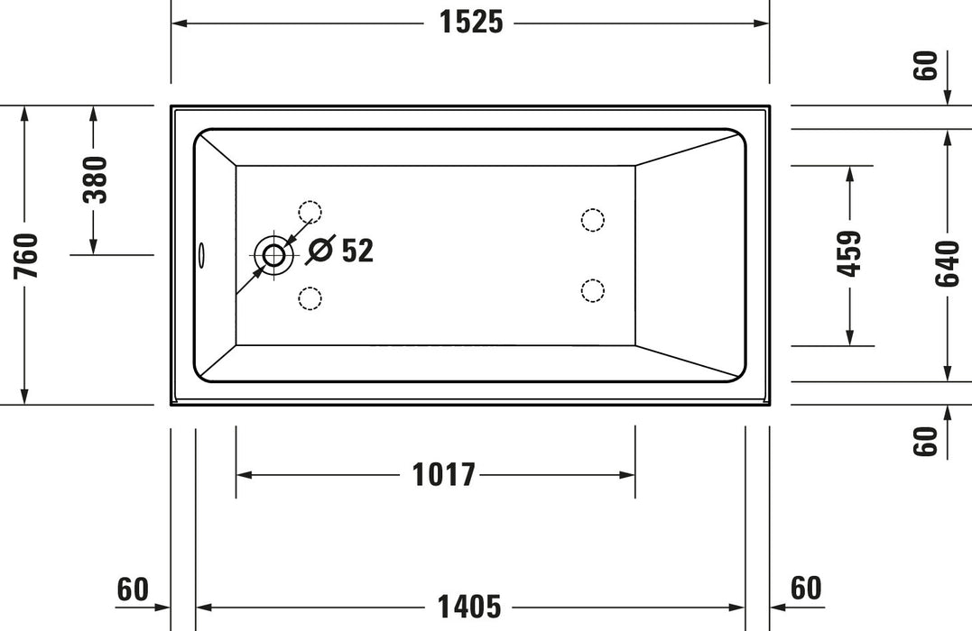 Duravit No. 1 60" x 30" Three Wall Alcove Acrylic Soaking Tub with Left Drain and Overflow - Luxe Vanity & Tub