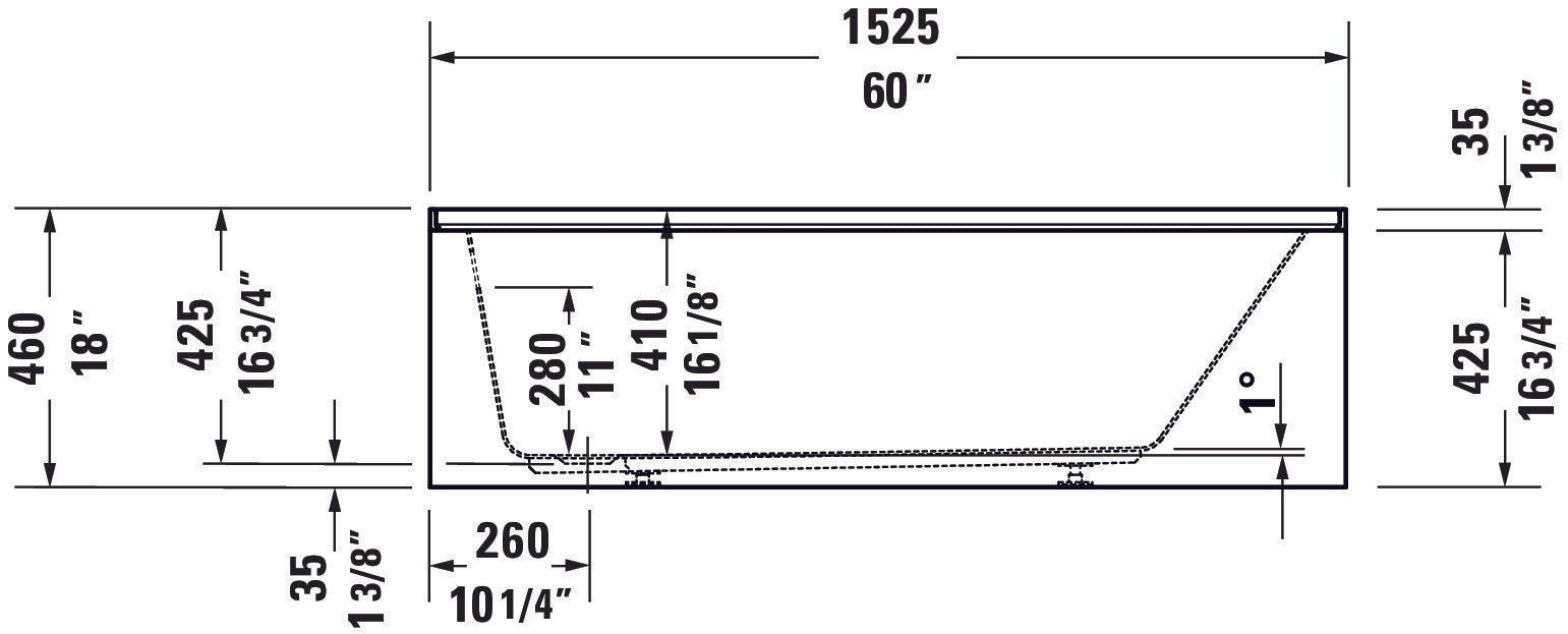 Duravit No. 1 60" x 30" Three Wall Alcove Acrylic Soaking Tub with Left Drain and Overflow - Luxe Vanity & Tub