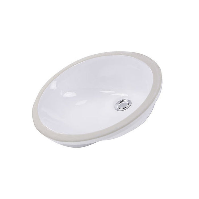 Great Point Collection Nantucket Sinks 17 Inch x 14 Inch Glazed Bottom Undermount GB-17x17-W Oval Ceramic Sink In White