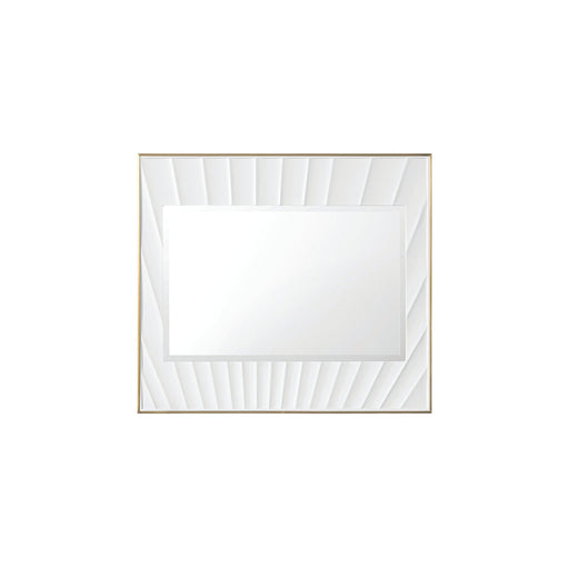 36" Soleil Mirror, Matte White with Gold - Luxe Vanity & Tub