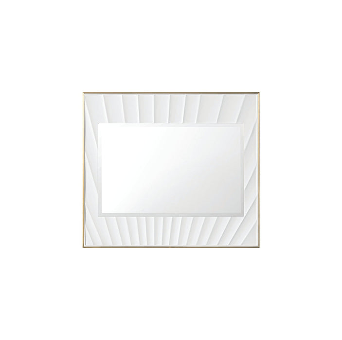 36" Soleil Mirror, Matte White with Gold - Luxe Vanity & Tub