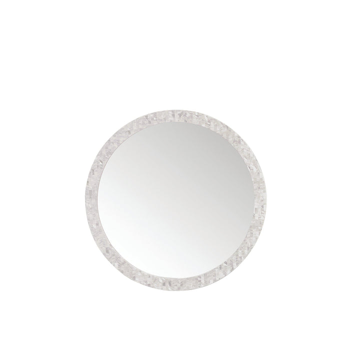 30" Callie Round Mirror, White Mother of Pearl - Luxe Vanity & Tub