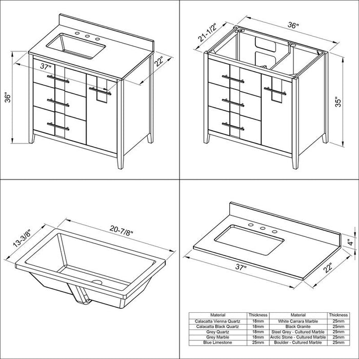 Jeffrey Alexander Katara 36-inch Single Bathroom Vanity With Top In Black From Home Luxury USA