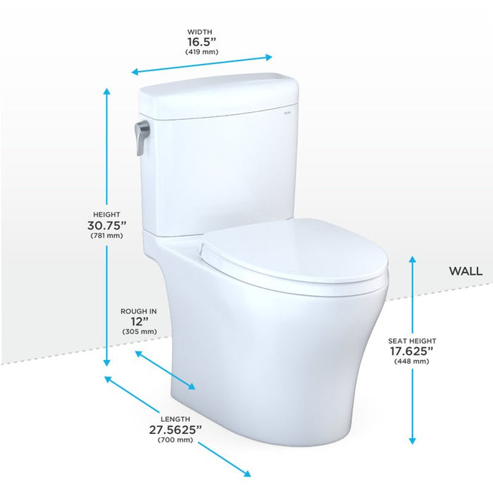 TOTO Aquia IV 0.9 / 1.28 GPF Dual Flush Two Piece Elongated Chair Height Toilet with Left Hand Lever - Seat Included - Luxe Vanity & Tub