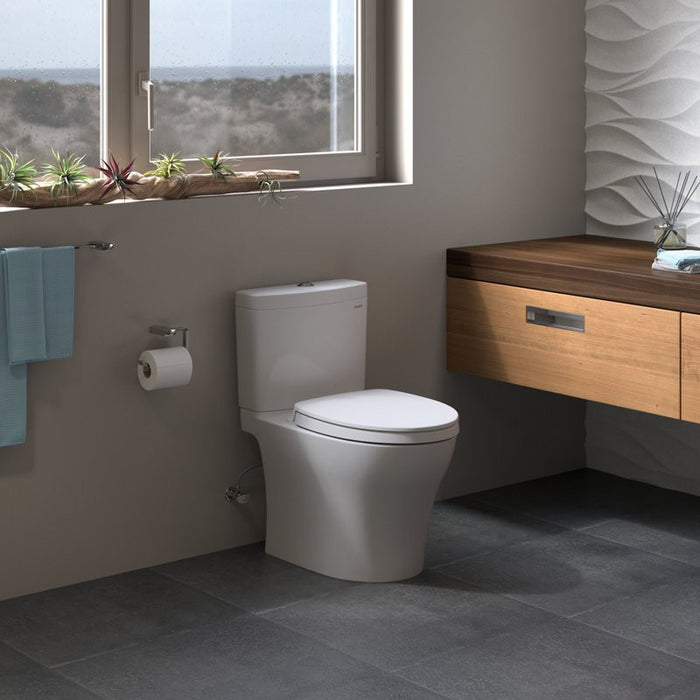 TOTO Aquia IV 0.9 / 1.28 GPF Dual Flush Two Piece Elongated Chair Height Toilet with Push Button Flush - Seat Included - Luxe Vanity & Tub