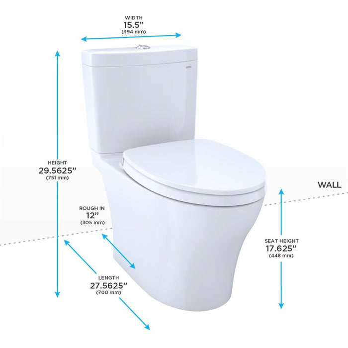 TOTO Aquia IV 0.9 / 1.28 GPF Dual Flush Two Piece Elongated Chair Height Toilet with Push Button Flush - Seat Included - Luxe Vanity & Tub