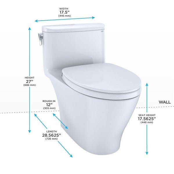 TOTO Nexus 1.28 GPF One Piece Elongated Chair Height Toilet with Tornado Flush Technology - Seat Included - Luxe Vanity & Tub