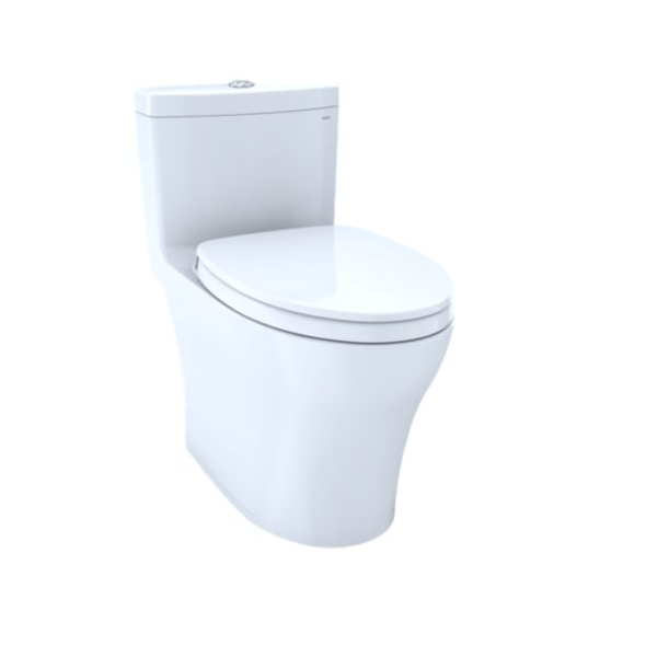 TOTO Aquia IV 0.9 / 1.28 GPF Dual Flush One Piece Elongated Chair Height Toilet with Push Button Flush - Seat Included - Luxe Vanity & Tub