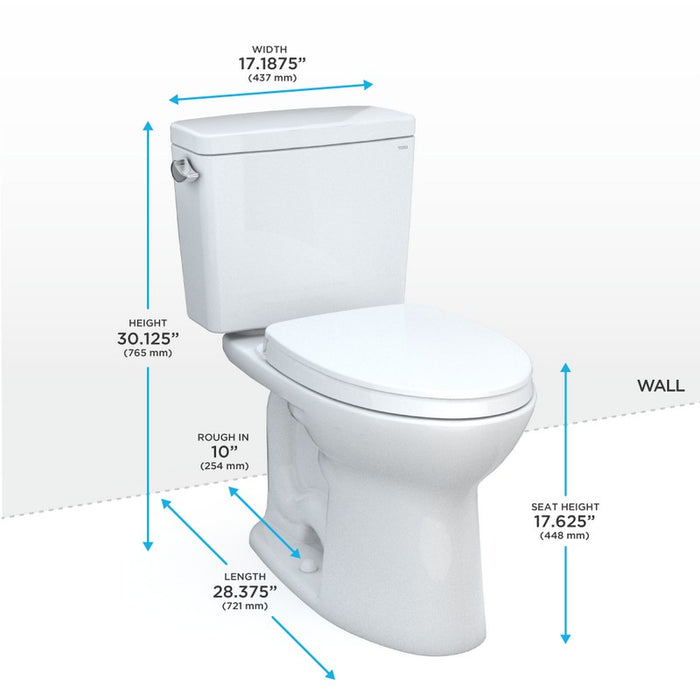 TOTO Drake 1.28 GPF Two Piece Elongated Chair Height Toilet with Left Hand Lever - Seat Included - Luxe Vanity & Tub