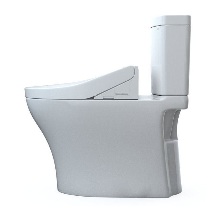 TOTO Aquia IV 0.9 / 1.28 GPF Dual Flush Two Piece Elongated Chair Height Toilet with Push Button Flush - Bidet Seat Included - Luxe Vanity & Tub