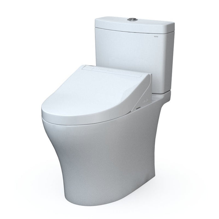 TOTO Aquia IV 0.9 / 1.28 GPF Dual Flush Two Piece Elongated Toilet with Push Button Flush - Bidet Seat Included - Luxe Vanity & Tub