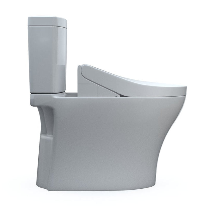 TOTO Aquia IV 0.9 / 1.28 GPF Dual Flush Two Piece Elongated Toilet with Push Button Flush - Bidet Seat Included - Luxe Vanity & Tub