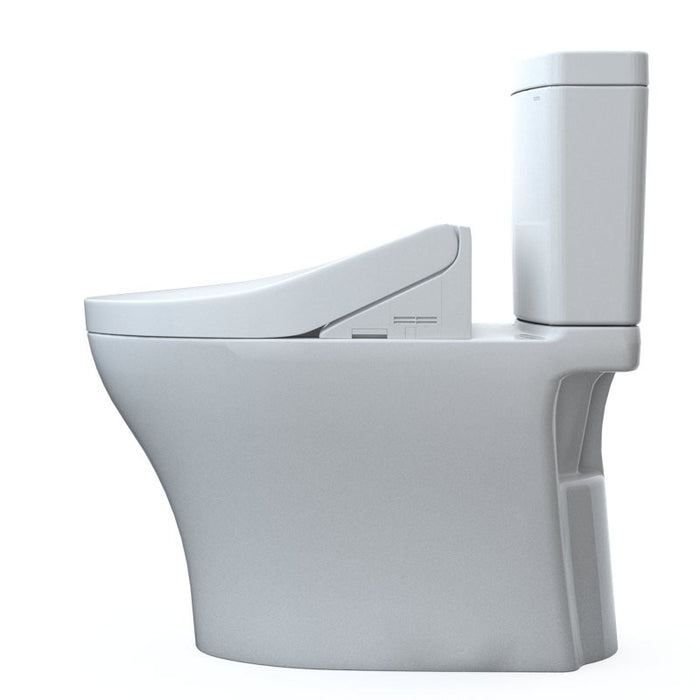 TOTO Aquia IV 0.9 / 1.28 GPF Dual Flush Two Piece Elongated Toilet with Push Button Flush - Bidet Seat Included - Luxe Vanity & Tub