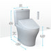 TOTO Aquia IV 0.9 / 1.28 GPF Dual Flush Two Piece Elongated Toilet with Push Button Flush - Bidet Seat Included - Luxe Vanity & Tub