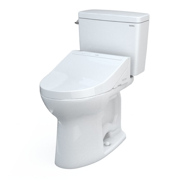 TOTO Drake 1.28 GPF Two Piece Elongated Chair Height Toilet with Left Hand Lever - Bidet Seat Included - Luxe Vanity & Tub