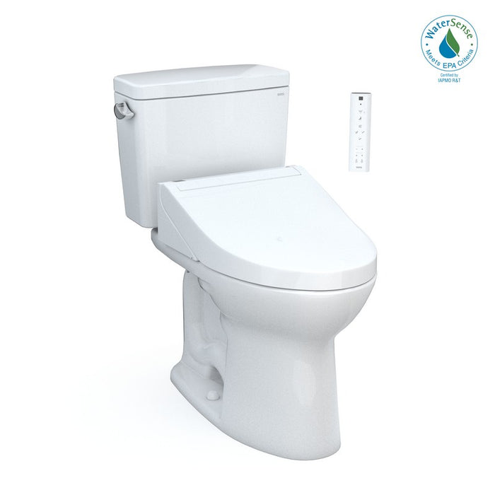 TOTO Drake 1.28 GPF Two Piece Elongated Chair Height Toilet with Left Hand Lever - Bidet Seat Included - Luxe Vanity & Tub