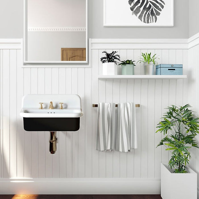 Victorian Collection Nantucket Sinks Fireclay 30's Style Sink in white with a Black Bottom