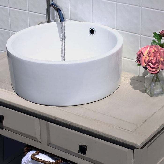 Brant Point Collection Nantucket Sinks Round White Vessel Sink With Overflow NSV213