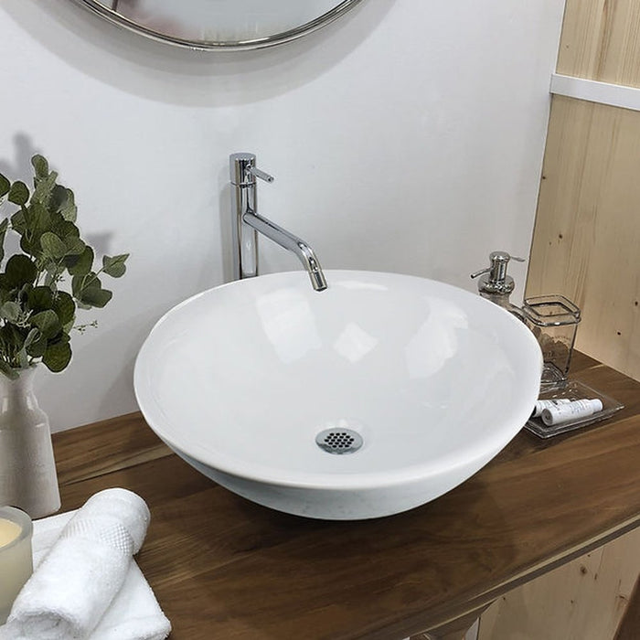 Brant Point Collection Nantucket Sinks 17" Round White Vessel Sink With Overflow NSV218