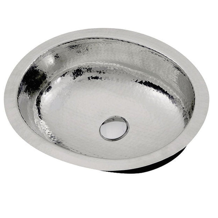 Brightwork Home Nantucket Sinks OVS 17.75 Inch x 13.75 Inch Hand Hammered Stainless Steel Oval Undermount Bathroom Sink