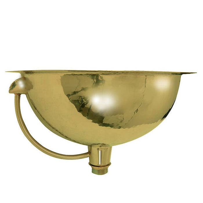 Brightwork Home Nantucket Sinks RLB - 16.5" Hammered Brass Round Undermount Bathroom Sink With Overflow