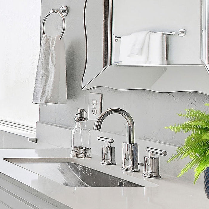 Brightwork Home Nantucket Sinks Hammered Stainless Steel Rectangle Undermount Bathroom Sink with Overflow