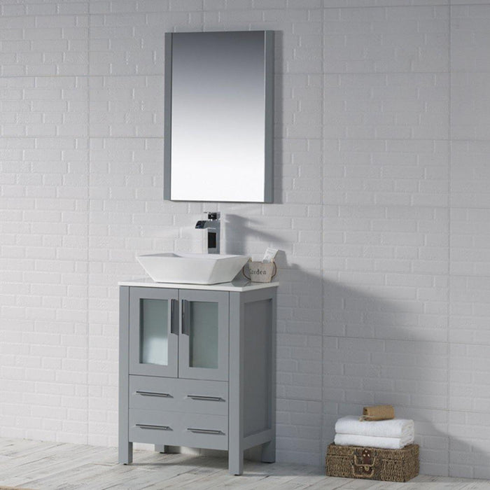 Blossom Sydney 30" Vanity Set, Ceramic/Ceramic Vessel Sink and Optional Mirror