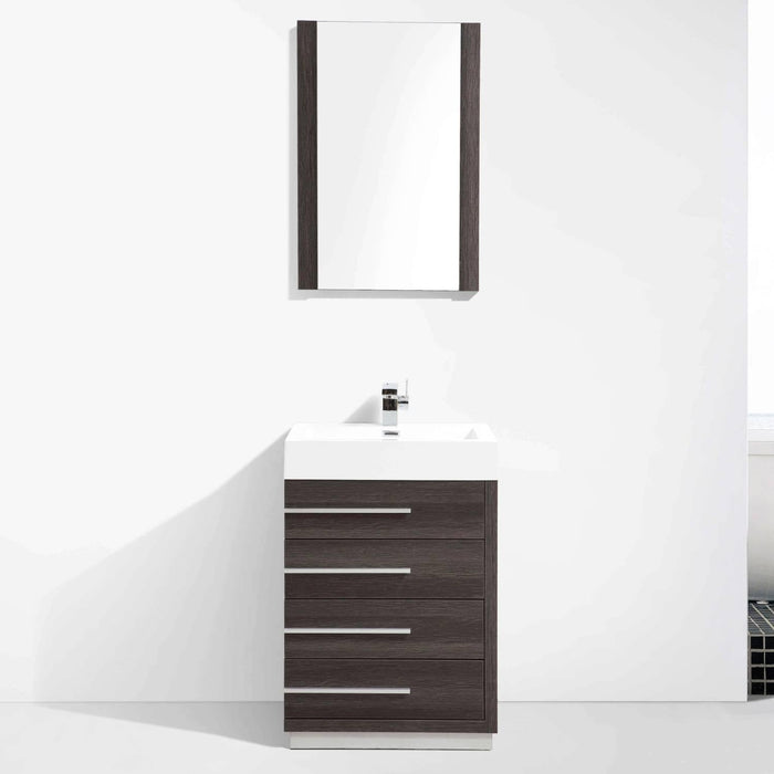 Blossom Barcelona 24" Vanity Base in White / Dark Oak with Acrylic Sink & Mirror