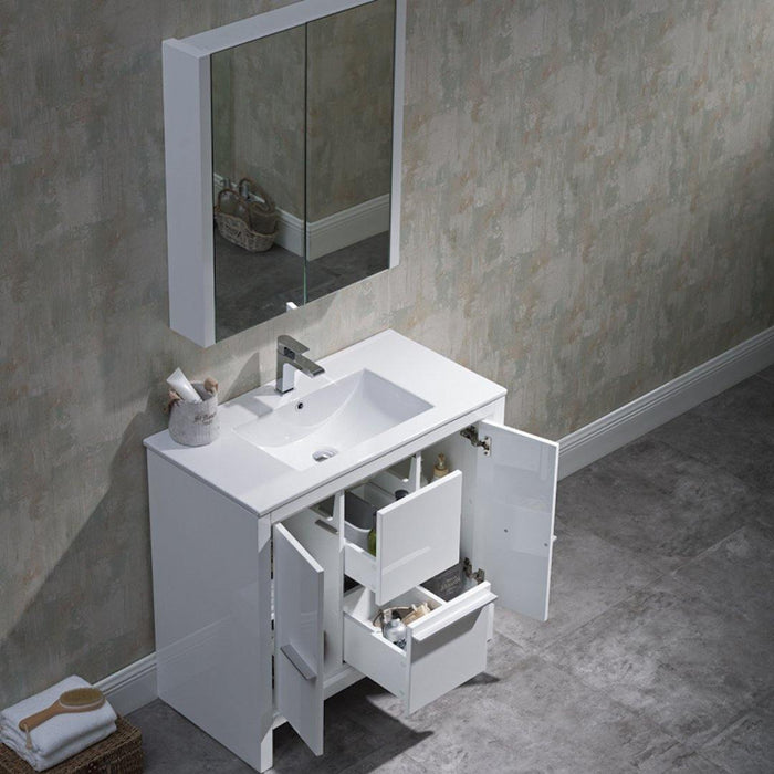 Milan 36" Vanity set, White/Silver Grey, Mirror, Medicine Cabinet