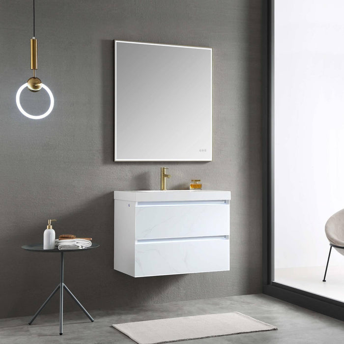 Jena 30" Vanity Base in Calacatta White / Light Grey with Ceramic / Acrylic Sink