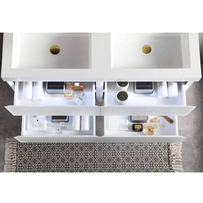 Jena 48" Vanity Base in Calacatta White / Light Grey with Ceramic / Acrylic Double Sinks