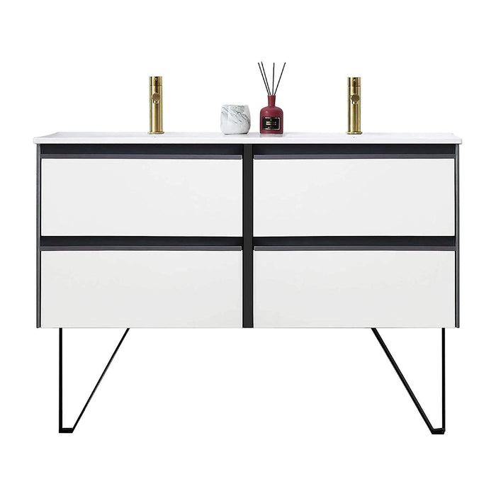 Blossom Berlin 48 Inch Vanity Base in White. Available with Acrylic Double Sinks. - The Bath Vanities