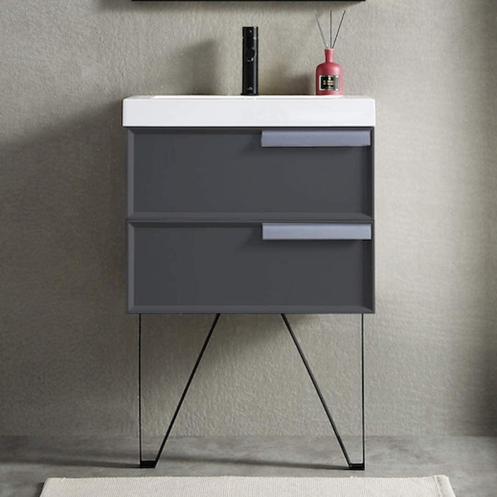 Blossom Sofia 24" Vanity Base in White / Matte Gray with Acrylic / Ceramic Sink