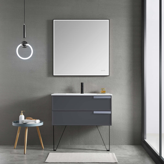 Blossom Sofia 36" Vanity Base in White / Matte Gray with Acrylic / Ceramic Sink