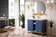 Alicante 39.5" Single Vanity, Azure Blue, Radiant Gold w/ White Glossy Composite Stone Top - Luxe Vanity & Tub