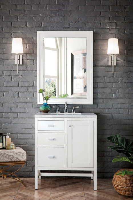 Addison 30" Single Vanity Cabinet in Glossy White Single Bathroom Vanity James Martin Vanities Charcoal Soapstone Quartz 