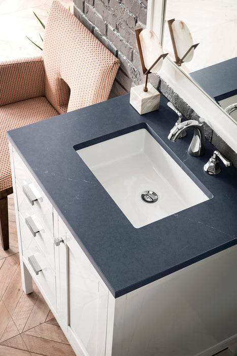 Addison 30" Single Vanity Cabinet in Glossy White Single Bathroom Vanity James Martin Vanities Parisien Bleu Quartz 