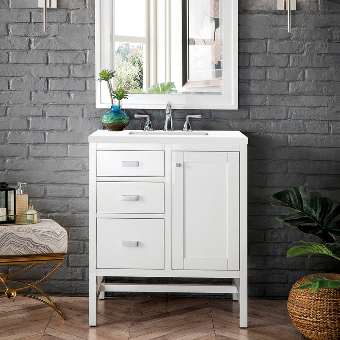 Addison 30" Single Vanity Cabinet in Glossy White Single Bathroom Vanity James Martin Vanities Select Your Top 