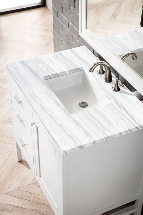 Addison 36" Single Vanity Cabinet in Glossy White Single Bathroom Vanity James Martin Vanities Lime Delight Quartz 