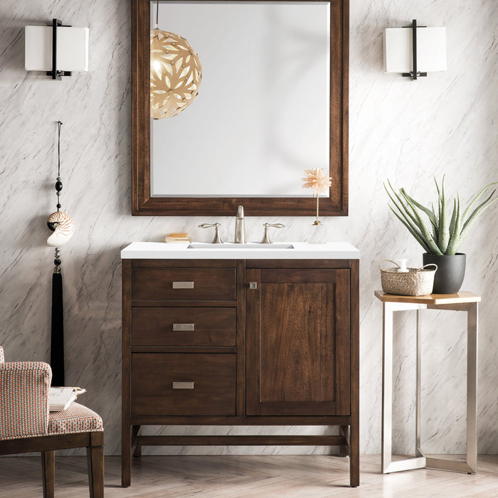 Addison 36" Single Vanity Cabinet in Mid-Century Acacia Single Bathroom Vanity James Martin Vanities Select Your Top 