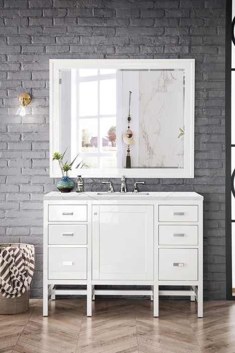 Addison 48" Single Vanity Cabinet in Glossy White Single Bathroom Vanity James Martin Vanities Charcoal Soapstone Quartz 