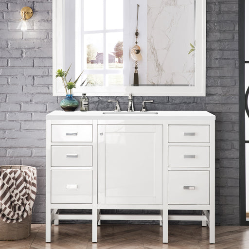 Addison 48" Single Vanity Cabinet in Glossy White Single Bathroom Vanity James Martin Vanities Select Your Top 