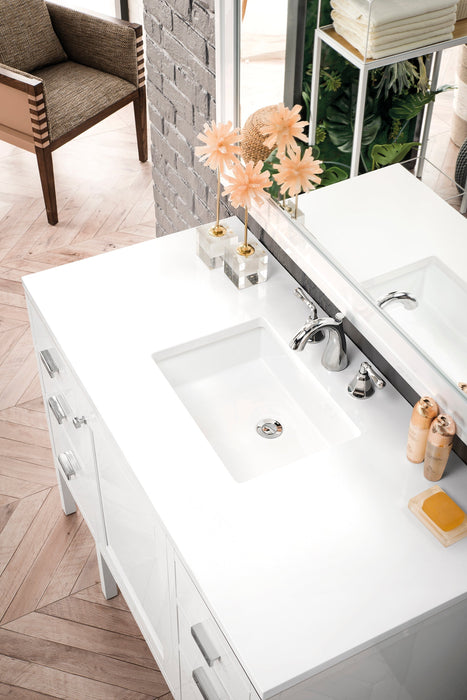 Addison 48" Single Vanity Cabinet in Glossy White Single Bathroom Vanity James Martin Vanities Carrara White Marble 