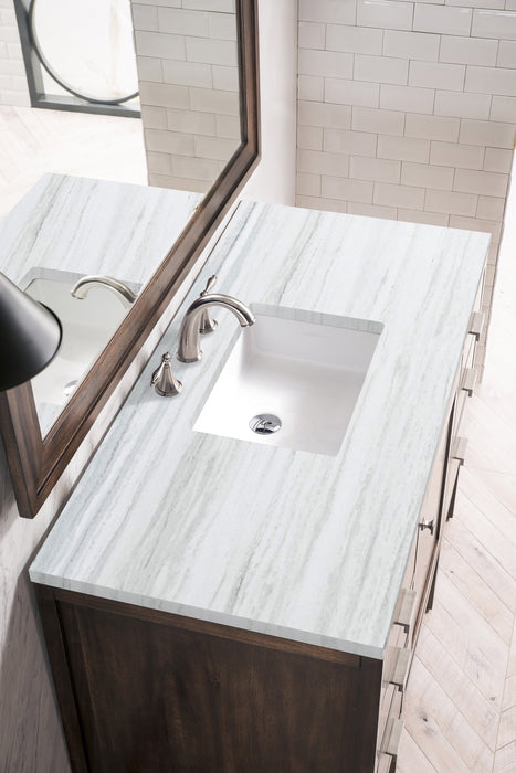 Addison 48" Single Vanity Cabinet Single Bathroom Vanity James Martin Vanities Mid-Century Acacia Carrara White Marble 