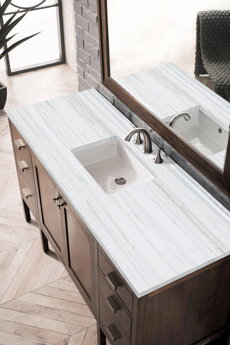 Addison 60" Single Vanity Cabinet in Mid-Century Acacia Single Bathroom Vanity James Martin Vanities Lime Delight Quartz 