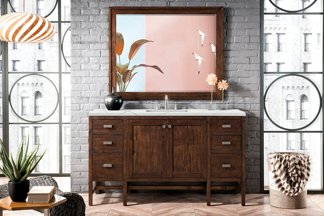 Addison 60" Single Vanity Cabinet Single Bathroom Vanity James Martin Vanities Mid-Century Acacia Arctic Fall Solid Surface 